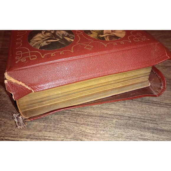 The Holy Bible Illustrated 1955 Catholic Red Christmas Gift w/Bookmark READ PLZ - Picture 10 of 16